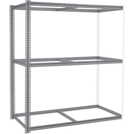 Global Industrial 3 Shelf, Wide Boltless Shelving, Add On, 60inW x 24inD x 96inH, No Deck B3152792